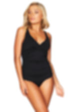 Black Essentials Twist Front Tummy Control Tankini Swimsuit Set Sea Level Australia
