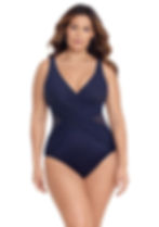 Plus Size Tummy Control Swimsuit MIRACLESUIT WOMEN'S PLUS SOLID CROSSOVER MIDNIGHT best quality sexy classy designer luxury