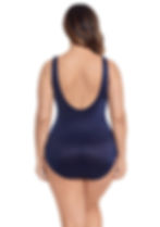 MIRACLESUIT WOMEN'S PLUS SOLID CROSSOVER MIDNIGHT Plus Size Tummy Control Swimsuit slimming tummy flattering stylish fancy