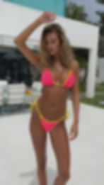 buy luxury bikinis canada usa sexiest hottest pretty cute halter neck Neon Pink Bikini Top Luciana Triangle Sauvage Swimwear